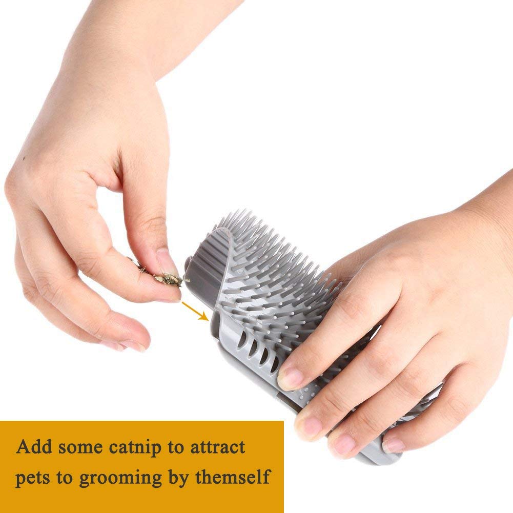 Cat Self Groomer Catnip Dog Cat Toy Corner Groomer Wall Corner Scratcher Comb Grooming Massage Brush V324-CATWALLSCRA-GREY