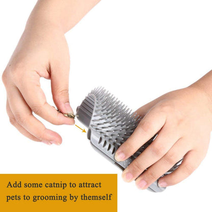Cat Self Groomer Catnip Dog Cat Toy Corner Groomer Wall Corner Scratcher Comb Grooming Massage Brush V324-CATWALLSCRA-GREY