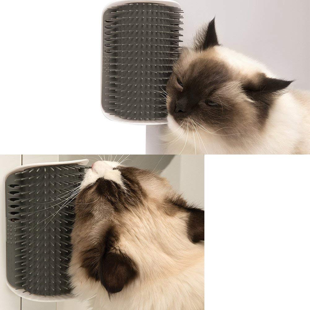 Cat Self Groomer Catnip Dog Cat Toy Corner Groomer Wall Corner Scratcher Comb Grooming Massage Brush V324-CATWALLSCRA-GREY