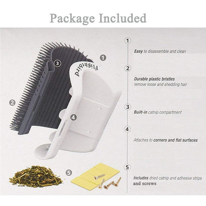 Cat Self Groomer Catnip Dog Cat Toy Corner Groomer Wall Corner Scratcher Comb Grooming Massage Brush V324-CATWALLSCRA-GREY