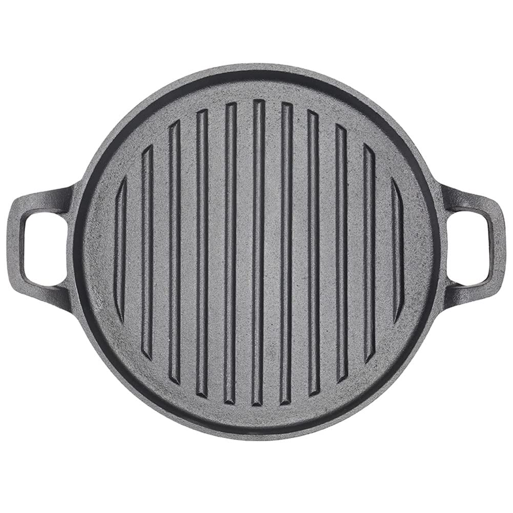 30cm Round Cast Iron Griddle Plate, BBQ Pan Cooking Griddle Grill for StoveF, Oven V324-CIPLATE