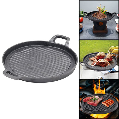 30cm Round Cast Iron Griddle Plate, BBQ Pan Cooking Griddle Grill for StoveF, Oven V324-CIPLATE
