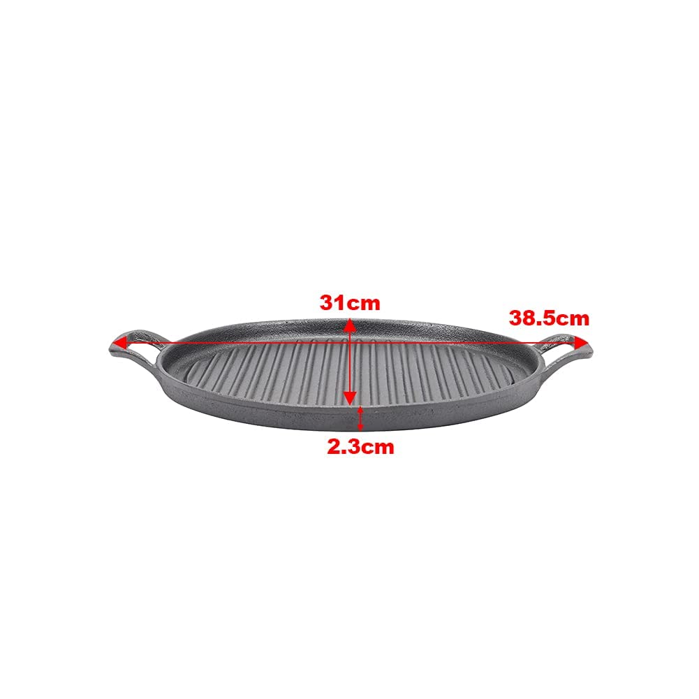 30cm Round Cast Iron Griddle Plate, BBQ Pan Cooking Griddle Grill for StoveF, Oven V324-CIPLATE