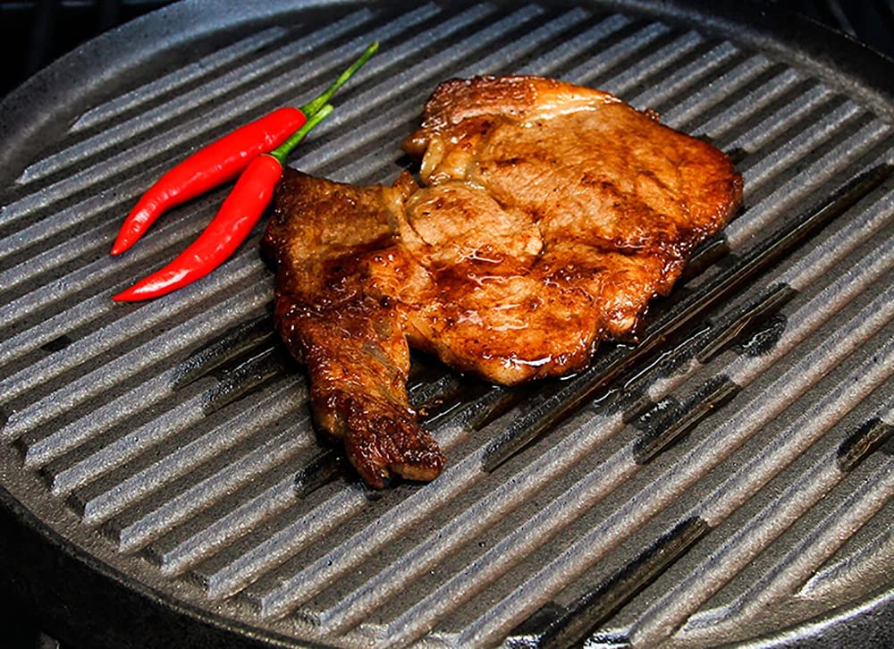 30cm Round Cast Iron Griddle Plate, BBQ Pan Cooking Griddle Grill for StoveF, Oven V324-CIPLATE