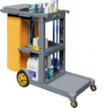 Commercial Hotel Restaurant Cleaning Cart 3-Shelf Commercial Janitorial Cart Housekeeping Cart V324-CLEANCART-GREY