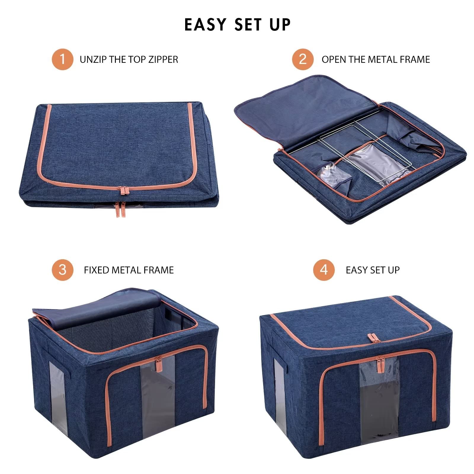 24L Cloth Storage Box Closet Organizer Storage Bags Clothes Storage Bags Wardrobe Organizer Idea Blue V324-CLOTHSTOR-BLUE-24L