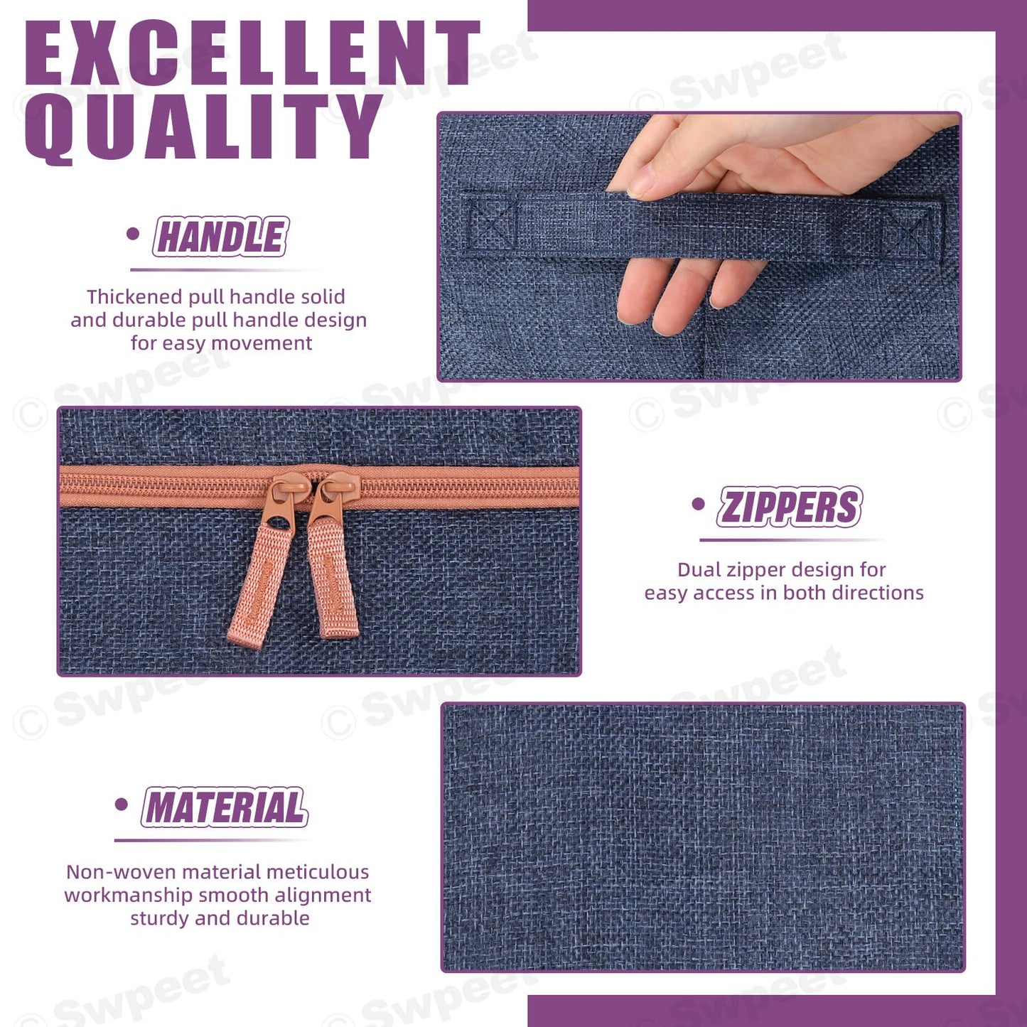 24L Cloth Storage Box Closet Organizer Storage Bags Clothes Storage Bags Wardrobe Organizer Idea Blue V324-CLOTHSTOR-BLUE-24L