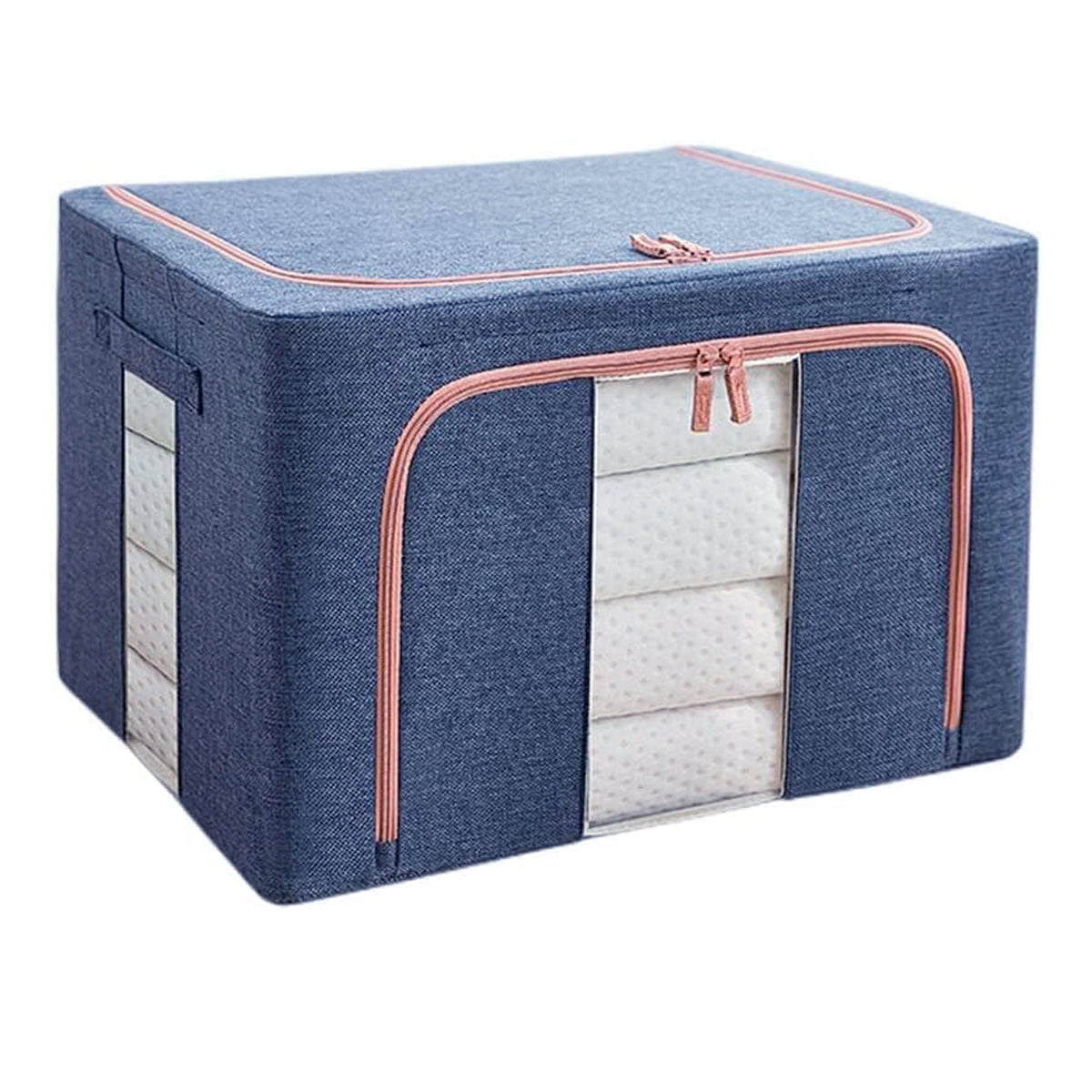 66L Cloth Storage Box Closet Organizer Storage Bags Clothes Storage Bags Wardrobe Organizer Idea Grey Blue V324-CLOTHSTOR-BLUE-66L