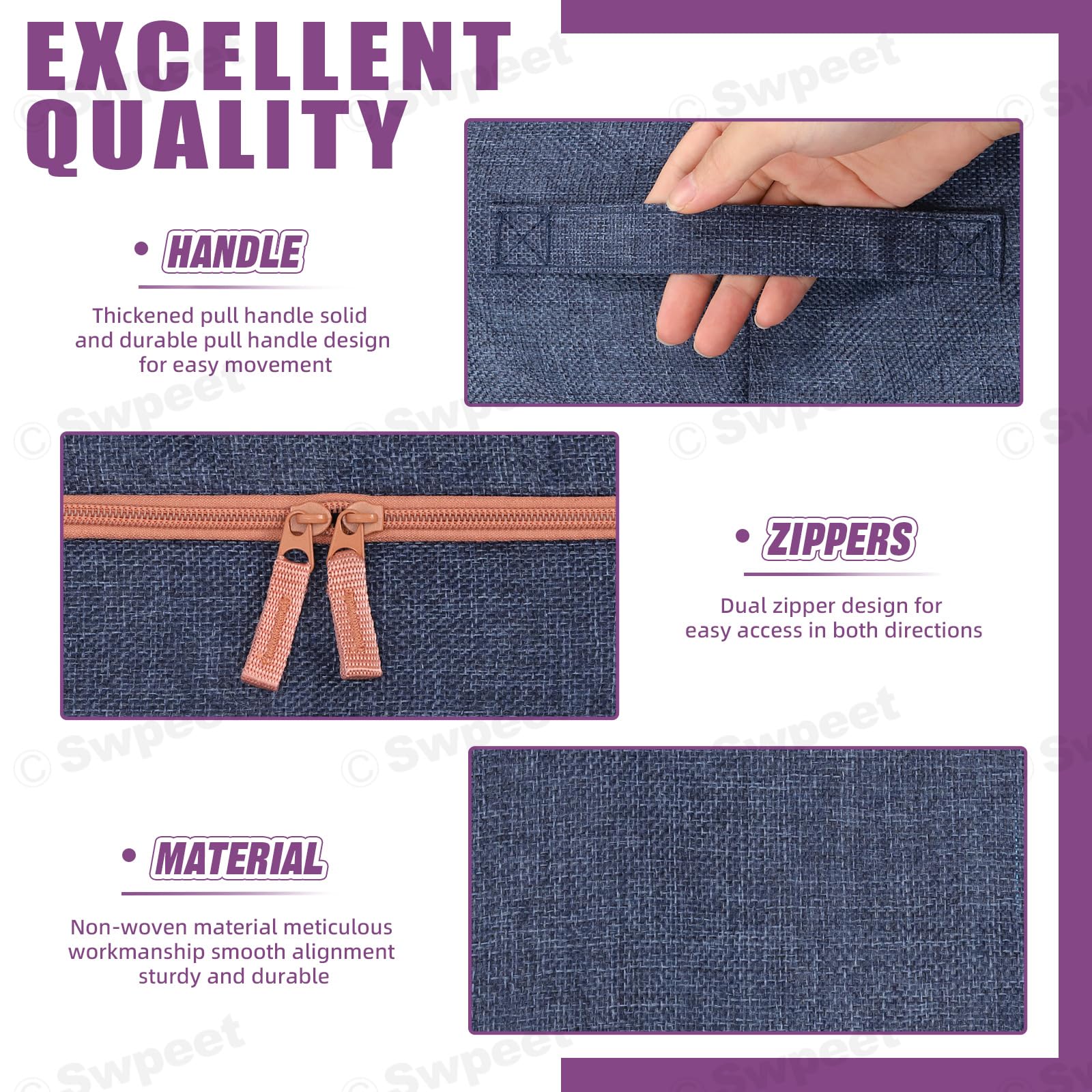 66L Cloth Storage Box Closet Organizer Storage Bags Clothes Storage Bags Wardrobe Organizer Idea Grey Blue V324-CLOTHSTOR-BLUE-66L