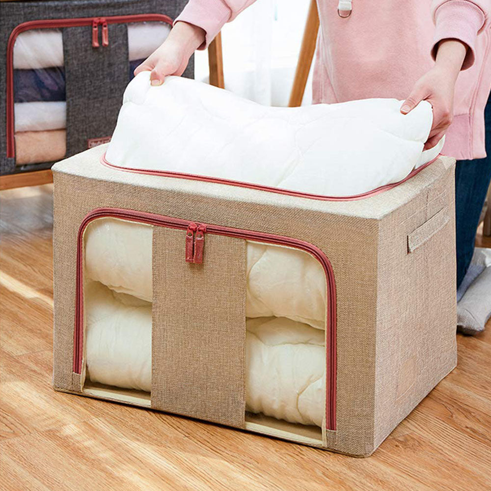 24L Cloth Storage Box Closet Organizer Storage Bags Clothes Storage Bags Wardrobe Organizer Idea CREAM V324-CLOTHSTOR-CREAM-24L