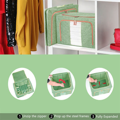 100L Cloth Storage Box Closet Organizer Storage Bags Clothes Storage Bags Wardrobe Organizer Idea GREEN V324-CLOTHSTOR-GREEN-100L