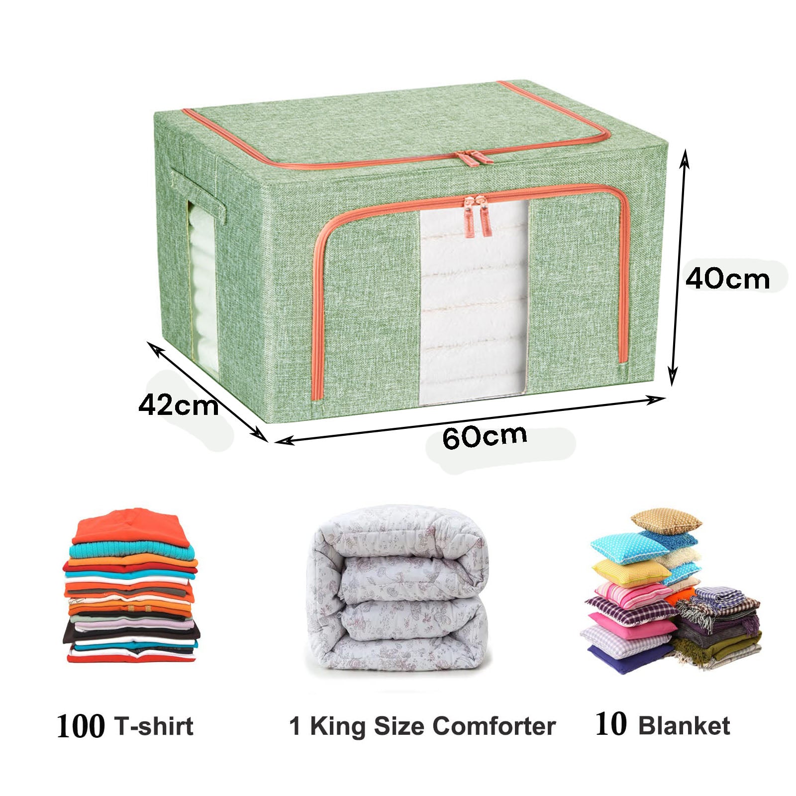100L Cloth Storage Box Closet Organizer Storage Bags Clothes Storage Bags Wardrobe Organizer Idea GREEN V324-CLOTHSTOR-GREEN-100L