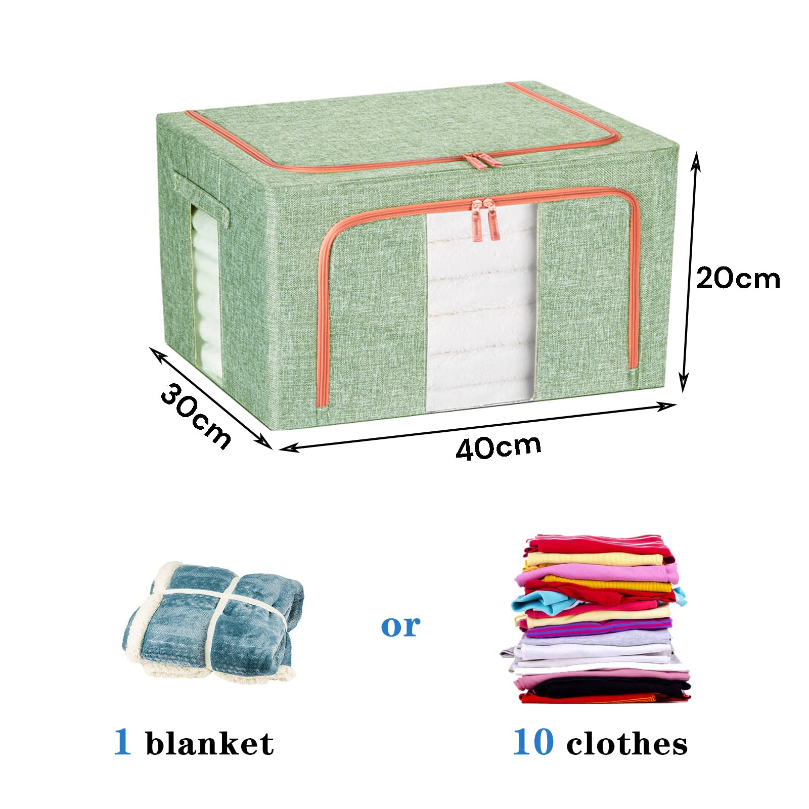 24L Cloth Storage Box Closet Organizer Storage Bags Clothes Storage Bags Wardrobe Organizer Idea GREEN V324-CLOTHSTOR-GREEN-24L