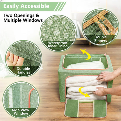24L Cloth Storage Box Closet Organizer Storage Bags Clothes Storage Bags Wardrobe Organizer Idea GREEN V324-CLOTHSTOR-GREEN-24L
