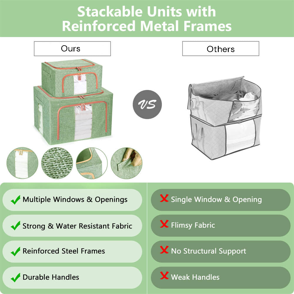 24L Cloth Storage Box Closet Organizer Storage Bags Clothes Storage Bags Wardrobe Organizer Idea GREEN V324-CLOTHSTOR-GREEN-24L