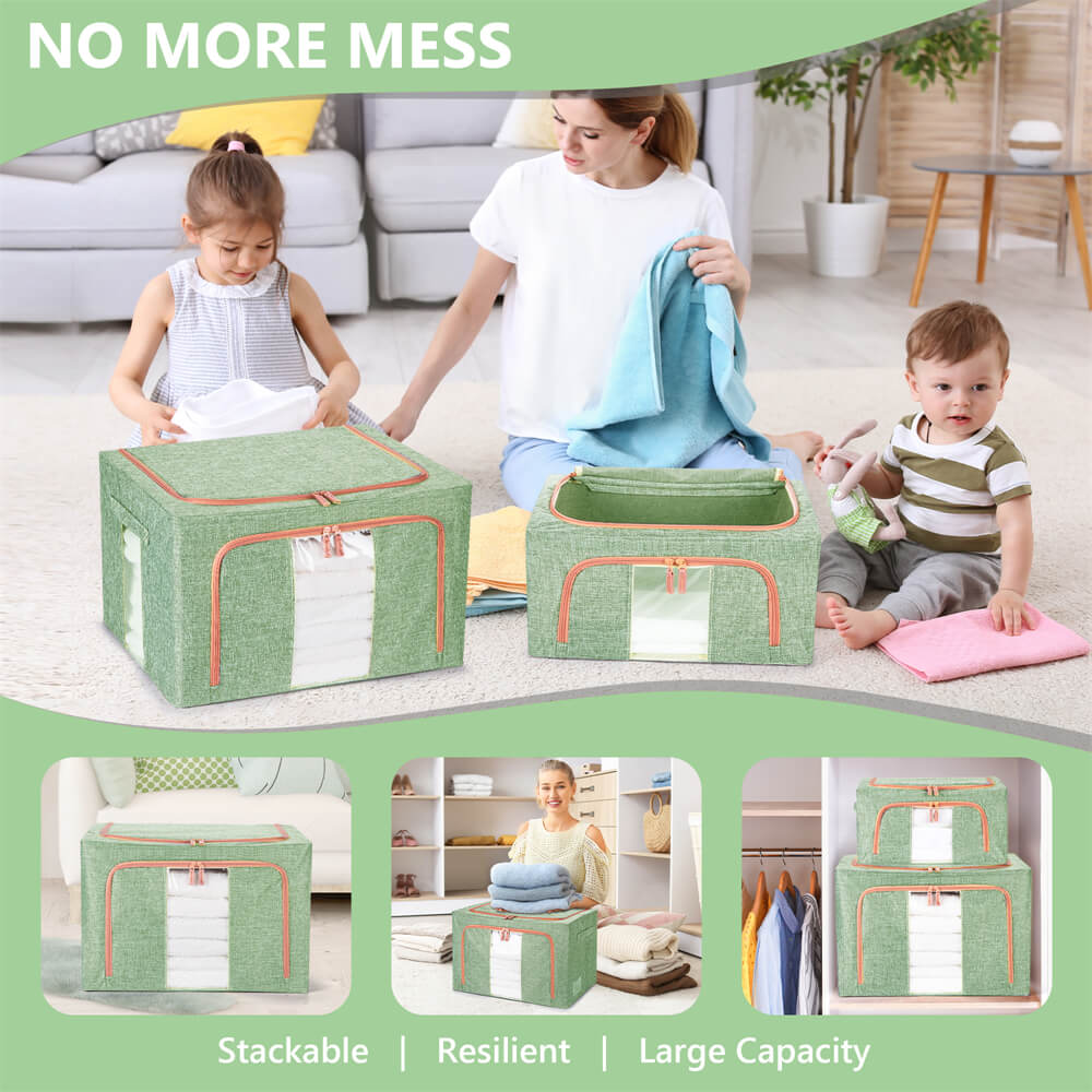 66L Cloth Storage Box Closet Organizer Storage Bags Clothes Storage Bags Wardrobe Organizer Idea GREEN V324-CLOTHSTOR-GREEN-66L