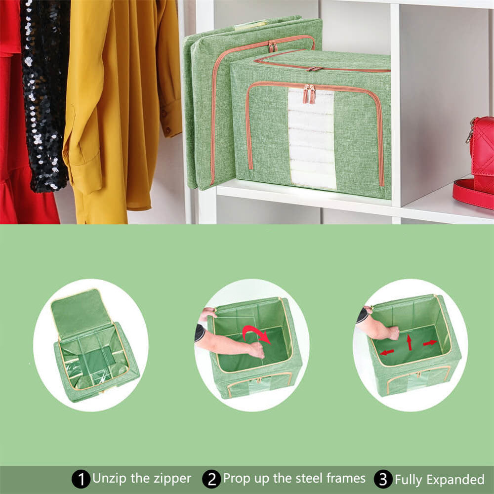 66L Cloth Storage Box Closet Organizer Storage Bags Clothes Storage Bags Wardrobe Organizer Idea GREEN V324-CLOTHSTOR-GREEN-66L