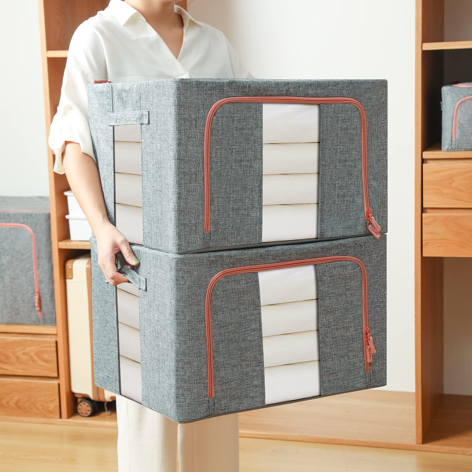 100L Cloth Storage Box Closet Organizer Storage Bags Clothes Storage Bags Wardrobe Organizer Idea Grey V324-CLOTHSTOR-GREY-100L