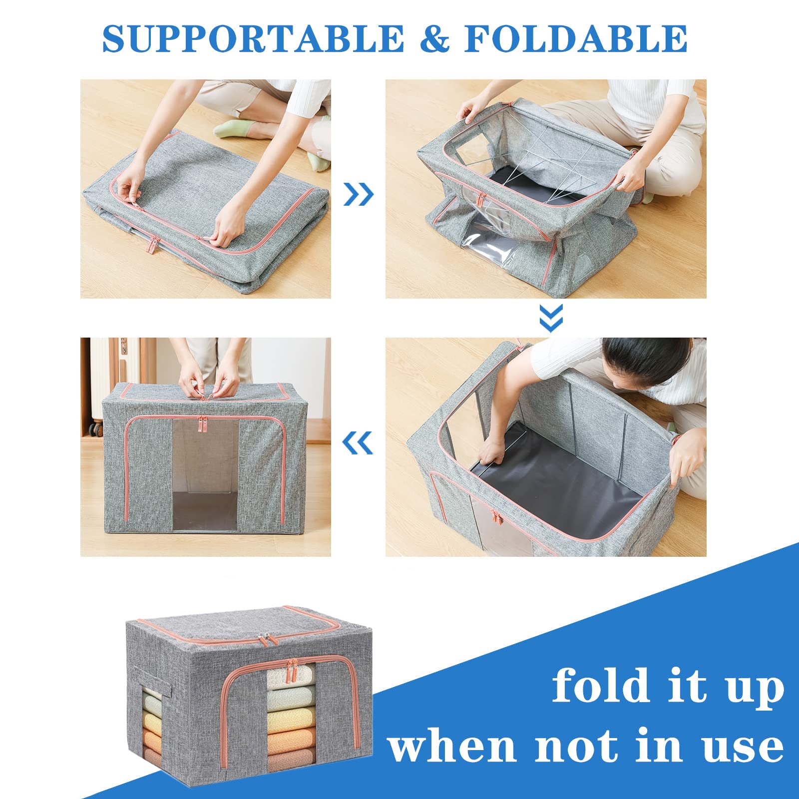 100L Cloth Storage Box Closet Organizer Storage Bags Clothes Storage Bags Wardrobe Organizer Idea Grey V324-CLOTHSTOR-GREY-100L