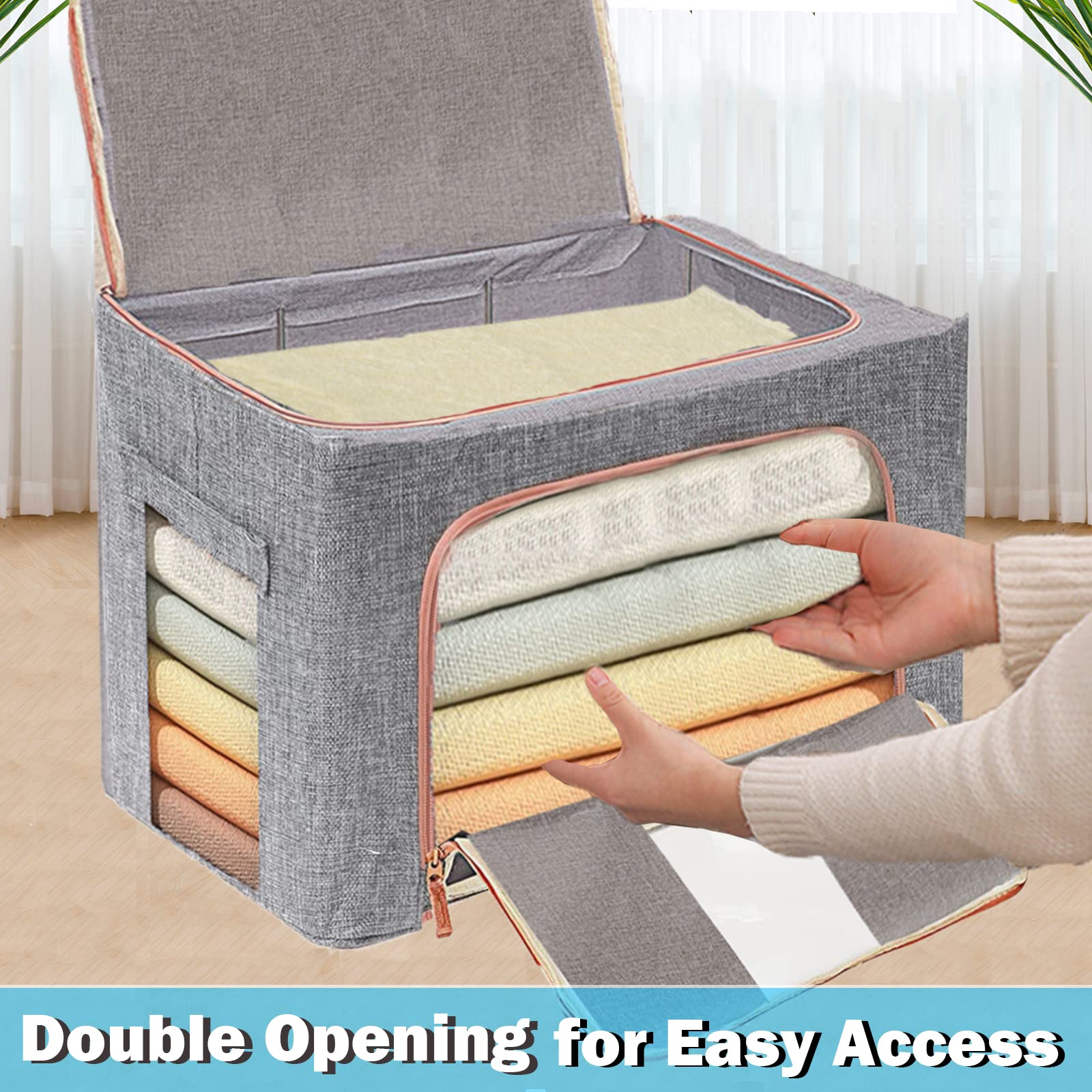 100L Cloth Storage Box Closet Organizer Storage Bags Clothes Storage Bags Wardrobe Organizer Idea Grey V324-CLOTHSTOR-GREY-100L