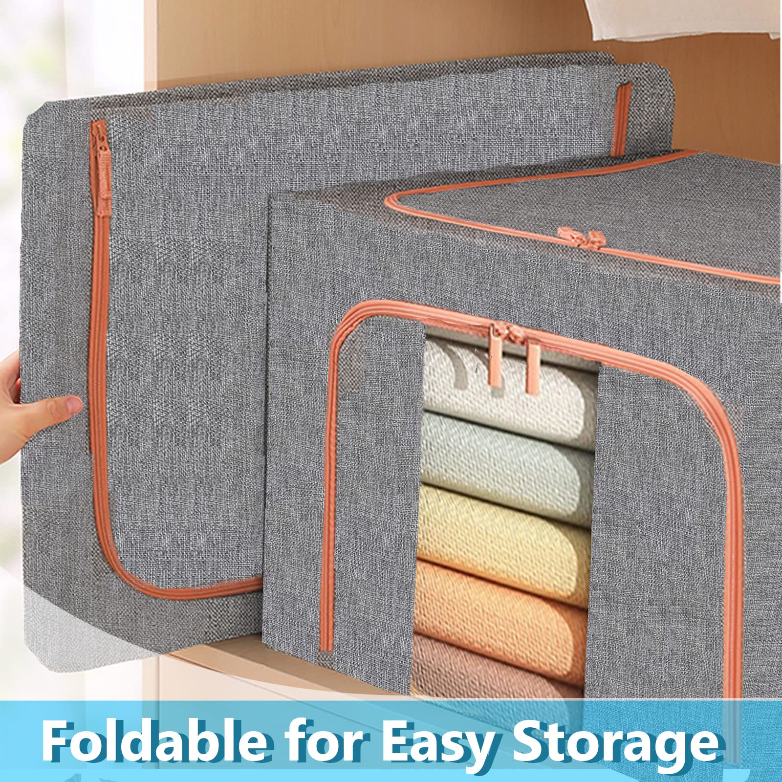 100L Cloth Storage Box Closet Organizer Storage Bags Clothes Storage Bags Wardrobe Organizer Idea Grey V324-CLOTHSTOR-GREY-100L