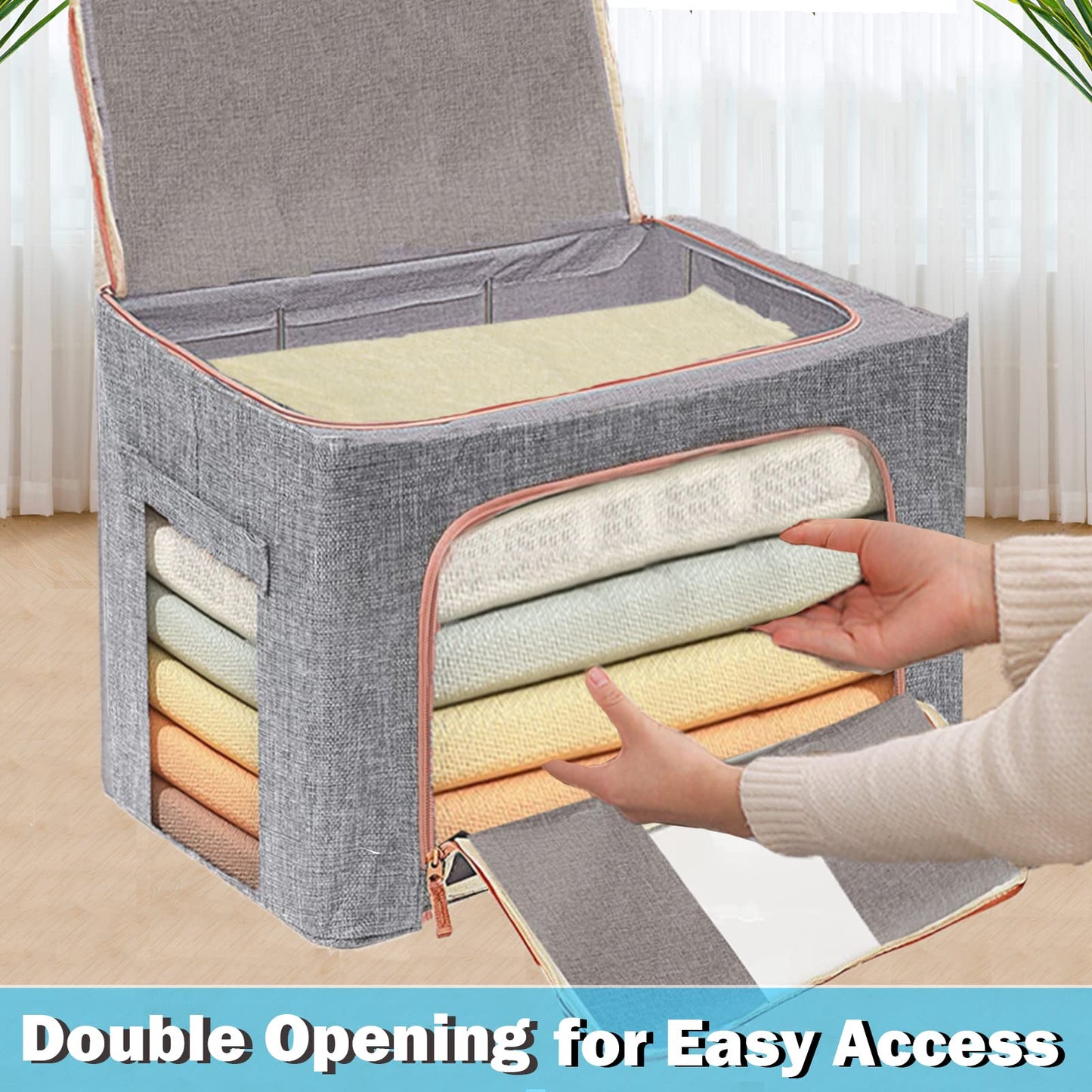 24L Cloth Storage Box Closet Organizer Storage Bags Clothes Storage Bags Wardrobe Organizer Idea Grey V324-CLOTHSTOR-GREY-24L