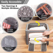 66L Cloth Storage Box Closet Organizer Storage Bags Clothes Storage Bags Wardrobe Organizer Idea Grey V324-CLOTHSTOR-GREY-66L