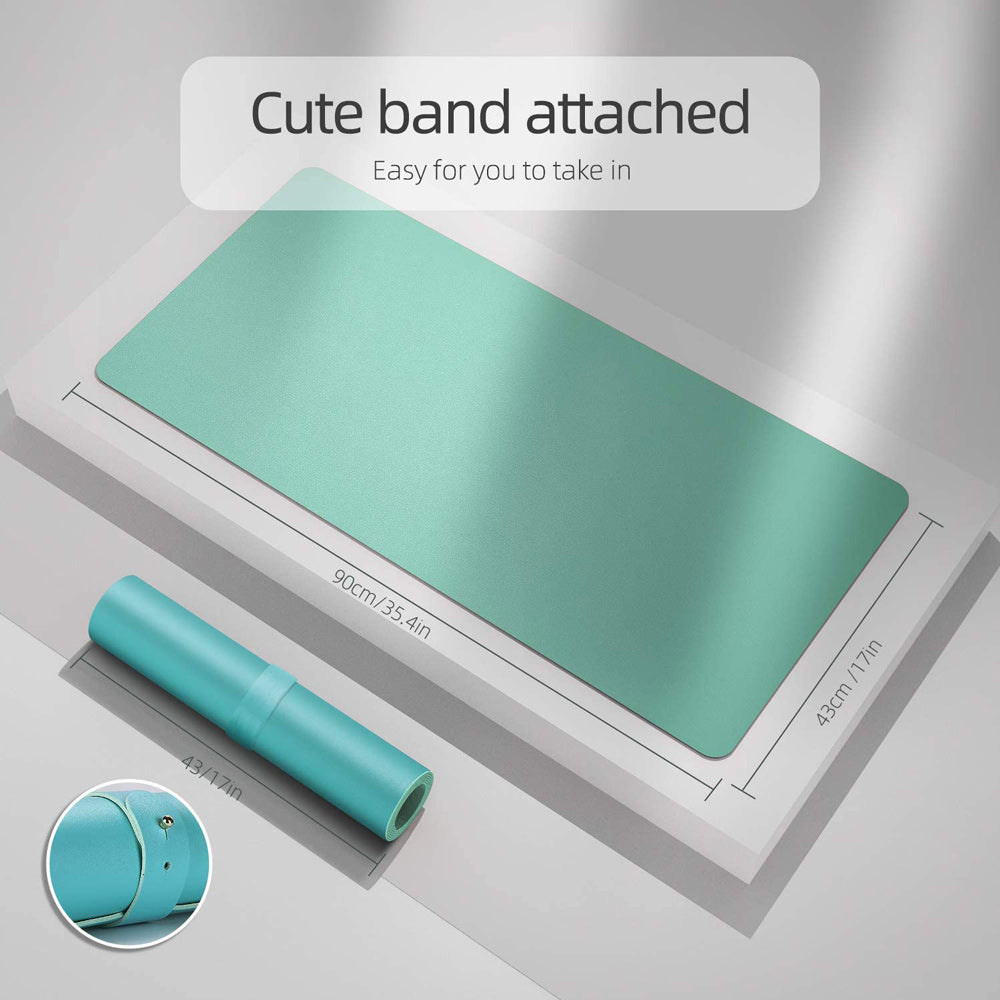 Green 90cm*45cm Dual UseOffice Desk Pad Waterproof PU Leather Computer Mouse Pad V324-COMMP-GREEN9045