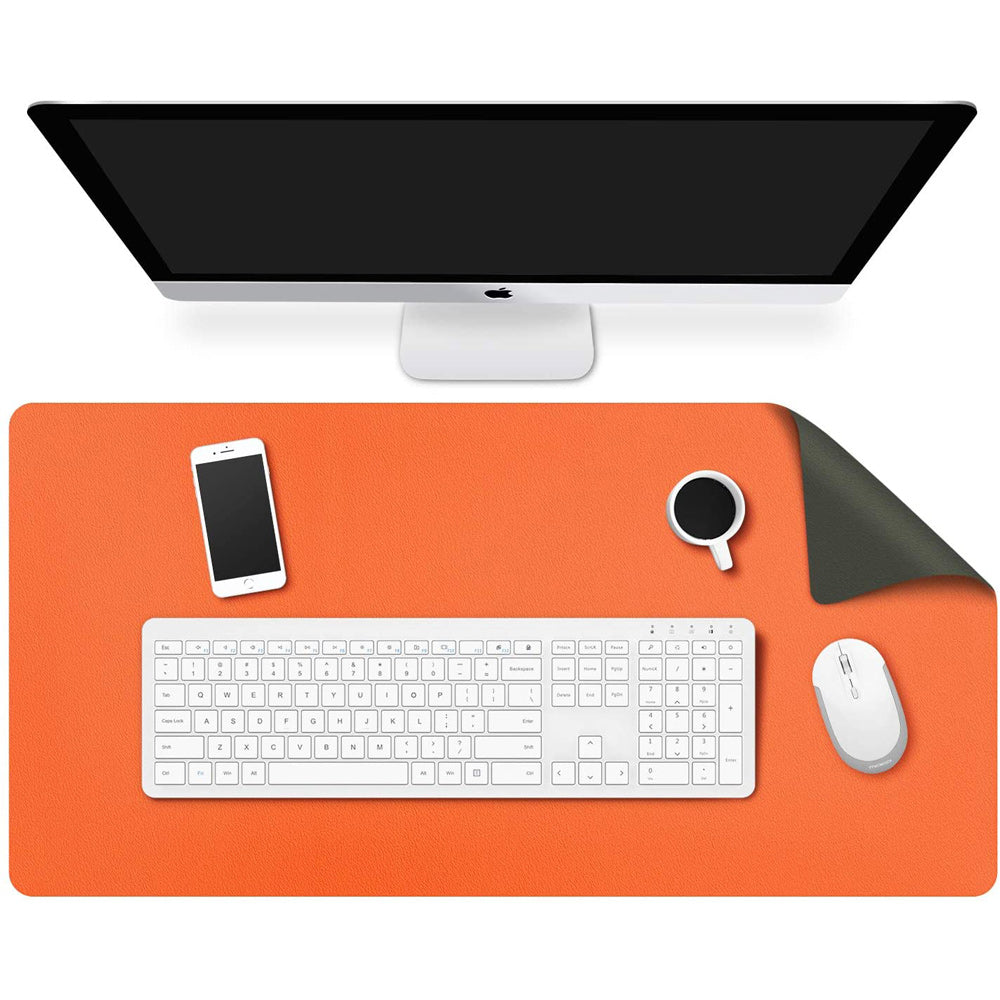 Orange 90cm*45cm Dual Side Office Desk Pad Waterproof PU Leather Computer Mouse Pad V324-COMMP-ORANGE9045
