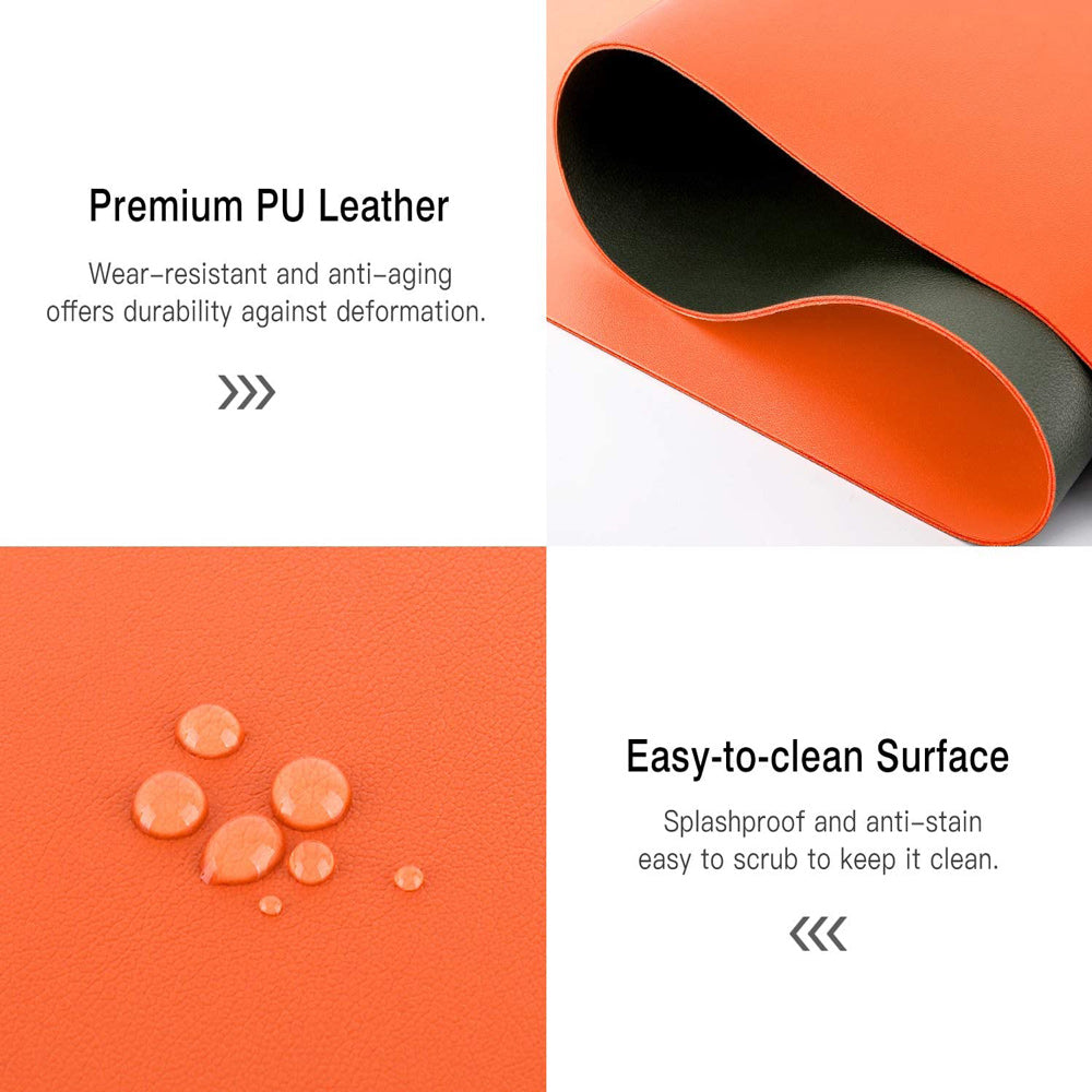 Orange 90cm*45cm Dual Side Office Desk Pad Waterproof PU Leather Computer Mouse Pad V324-COMMP-ORANGE9045