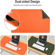 Orange 90cm*45cm Dual Side Office Desk Pad Waterproof PU Leather Computer Mouse Pad V324-COMMP-ORANGE9045