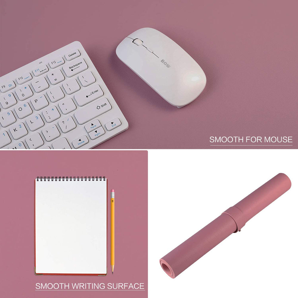 Pink 90cm*45cm Dual Side Office Desk Pad Waterproof PU Leather Computer Mouse Pad V324-COMMP-PINK9045