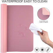 Pink 90cm*45cm Dual Side Office Desk Pad Waterproof PU Leather Computer Mouse Pad V324-COMMP-PINK9045