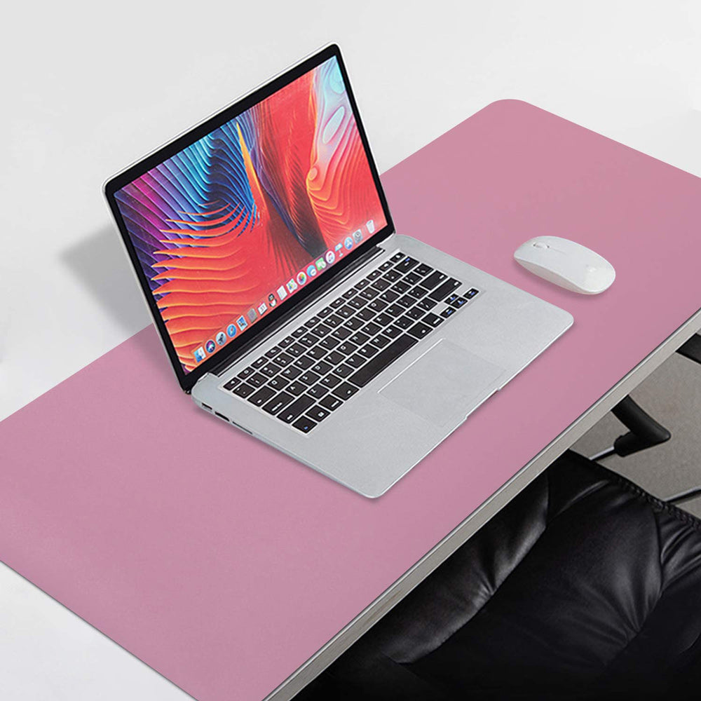 Pink 90cm*45cm Dual Side Office Desk Pad Waterproof PU Leather Computer Mouse Pad V324-COMMP-PINK9045