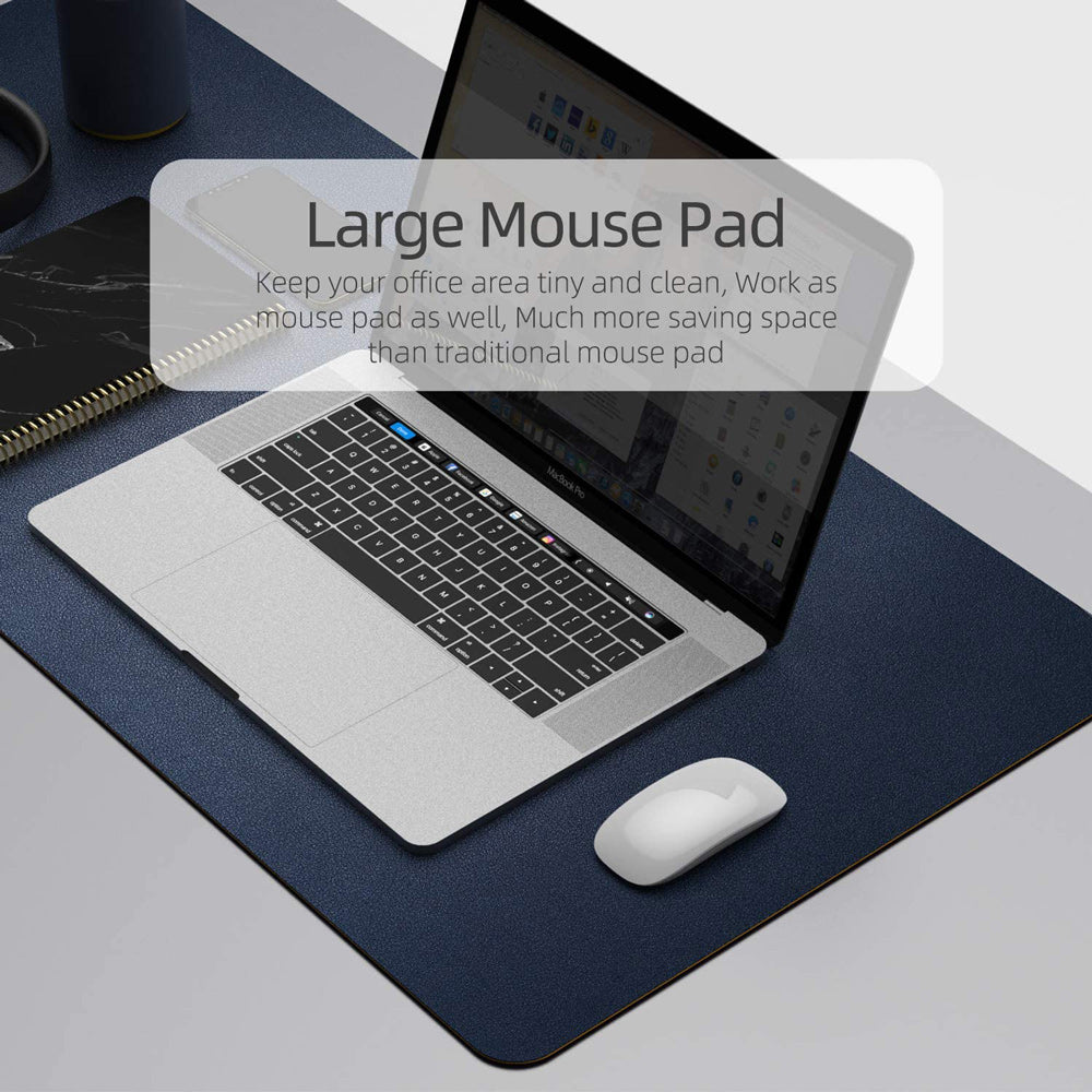 Dark Blue 120cm*60cm Dual Side Office Desk Pad Waterproof PU Leather Computer Mouse Pad V324-COMMP-YELLOW12060
