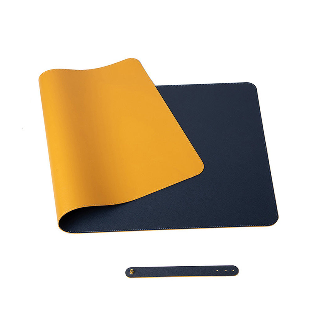 Dark Blue 90cm*45cm Dual Side Office Desk Pad Waterproof PU Leather Computer Mouse Pad V324-COMMP-YELLOW9045
