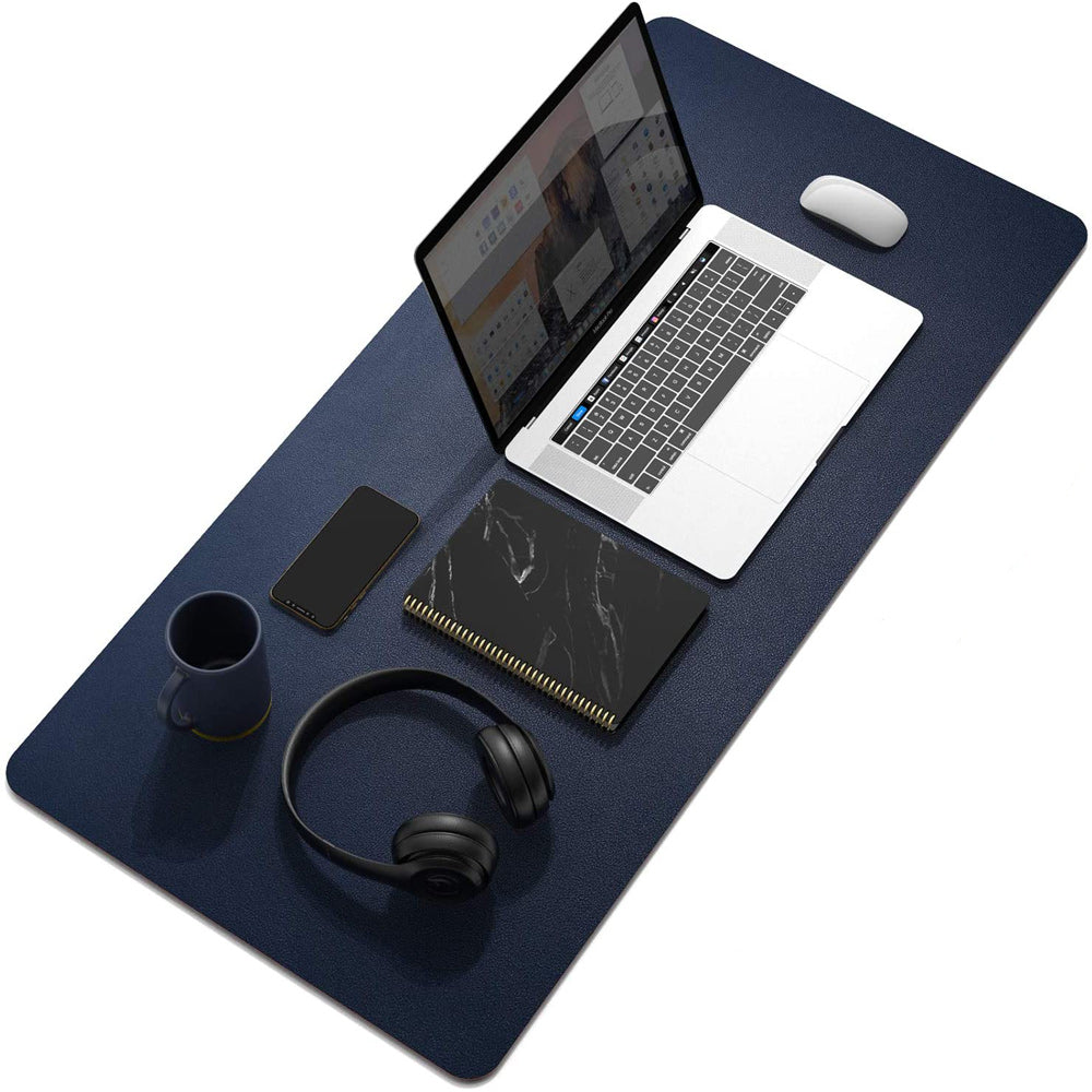 Dark Blue 90cm*45cm Dual Side Office Desk Pad Waterproof PU Leather Computer Mouse Pad V324-COMMP-YELLOW9045