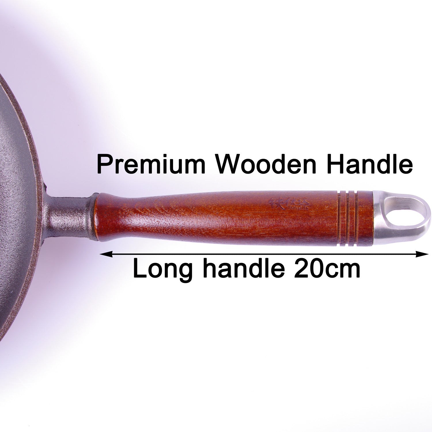 Pre-Seasoned 29cm Cast Iron Fry Pan Cookware Heat-Resistant Wooden Handle V324-CRPAN29CM