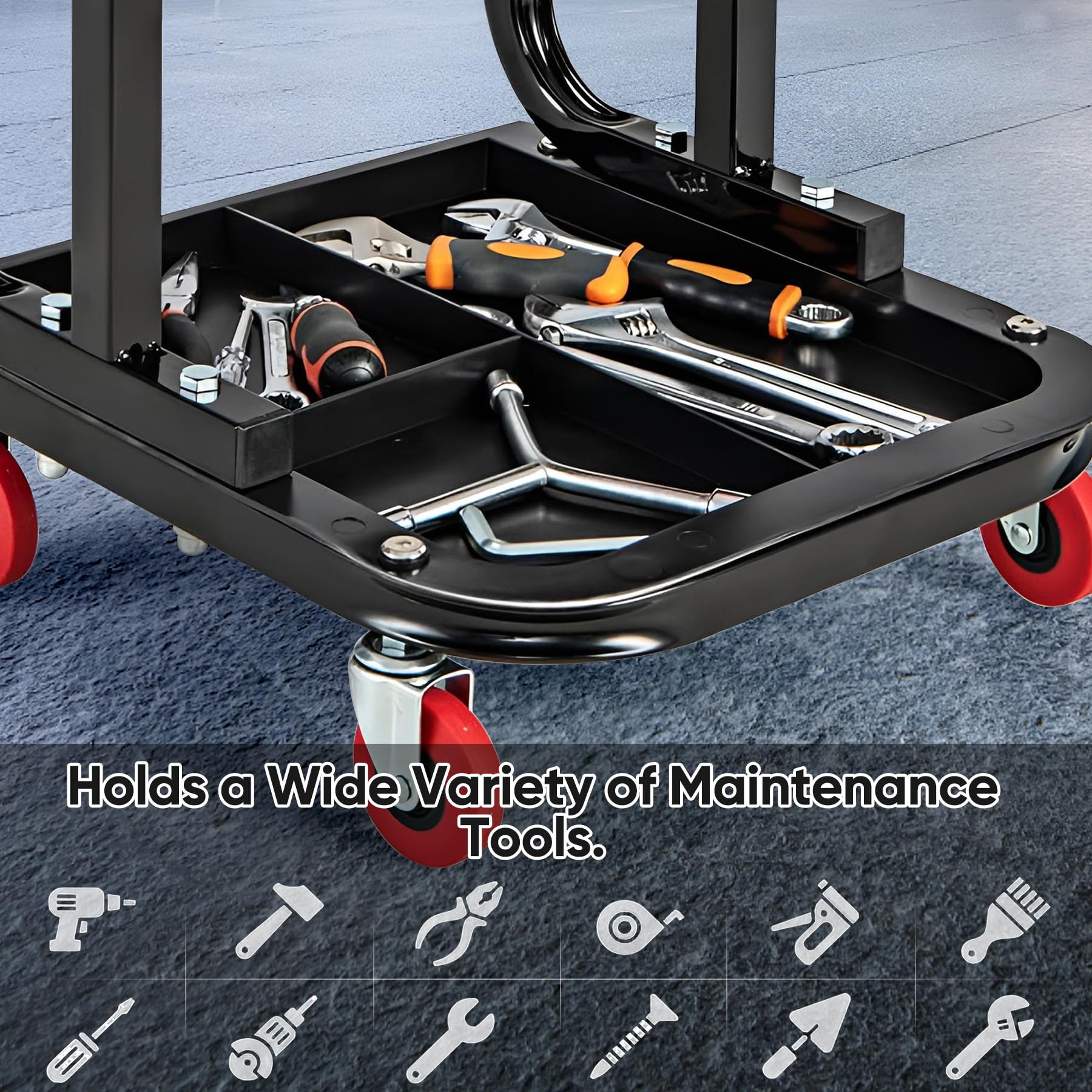 Garage Roller Seat Car Creeper Seat with Tool Tray Storage for Garages Mechanic Roller Seat V324-CRROLLSTOOL-RD