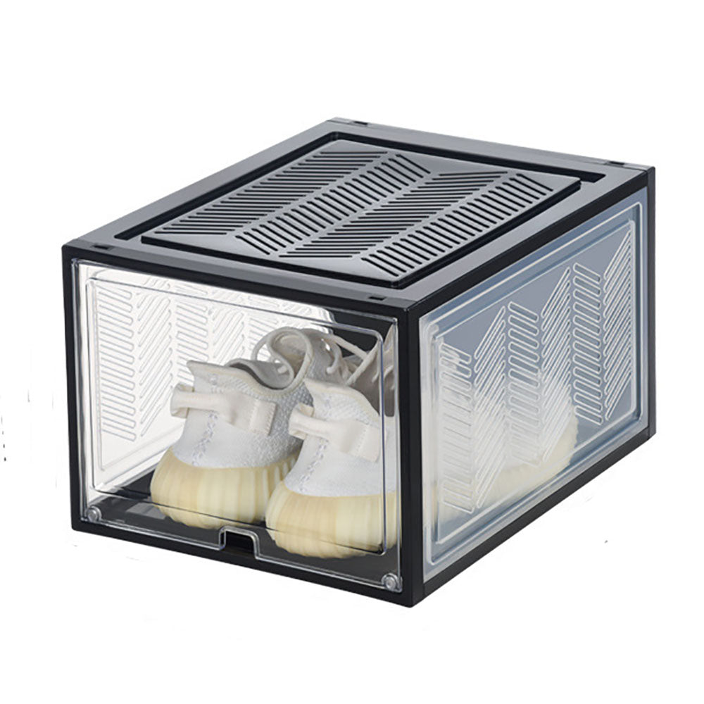 Large Shoe Storage Boxes Stackable Shoe Box Organisers Containers Display Cases Bins Magnetic Door V324-CS-1XSBCLEAR