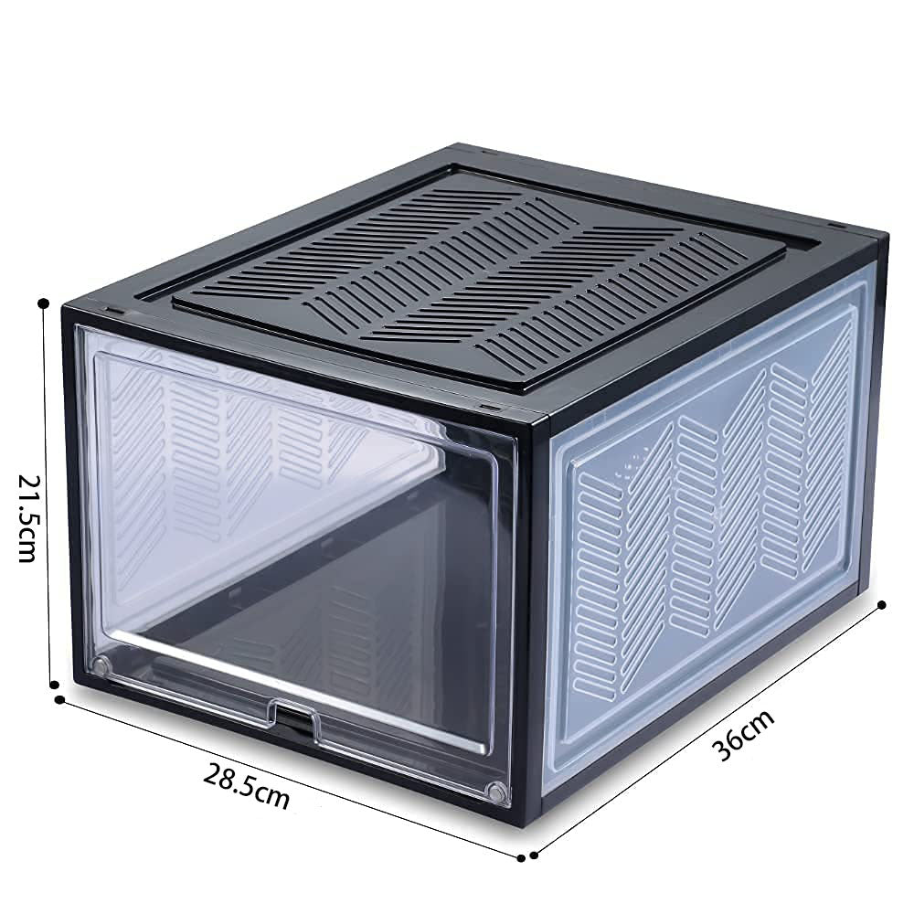 Large Shoe Storage Boxes Stackable Shoe Box Organisers Containers Display Cases Bins Magnetic Door V324-CS-1XSBCLEAR