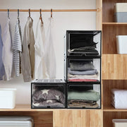 Large Shoe Storage Boxes Stackable Shoe Box Organisers Containers Display Cases Bins Magnetic Door V324-CS-1XSBCLEAR