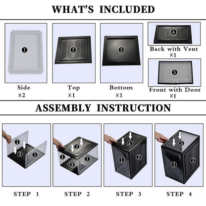 Large Shoe Storage Boxes Stackable Shoe Box Organisers Containers Display Cases Bins Magnetic Door V324-CS-1XSBCLEAR