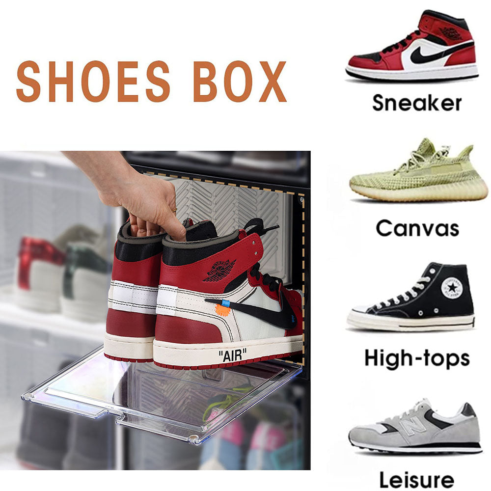 Large Shoe Storage Boxes Stackable Shoe Box Organisers Containers Display Cases Bins Magnetic Door V324-CS-1XSBCLEAR