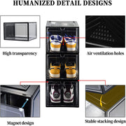 Large Shoe Storage Boxes Stackable Shoe Box Organisers Containers Display Cases Bins Magnetic Door V324-CS-1XSBCLEAR