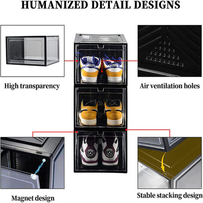 Large Shoe Storage Boxes Stackable Shoe Box Organisers Containers Display Cases Bins Magnetic Door V324-CS-1XSBCLEAR