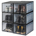 6x Large Shoe Storage Boxes Stackable Shoe Box Organisers Containers Display Cases Bins Magnetic Door V324-CS-6XSBCLEAR