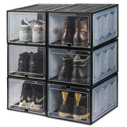 6x Large Shoe Storage Boxes Stackable Shoe Box Organisers Containers Display Cases Bins Magnetic Door V324-CS-6XSBCLEAR