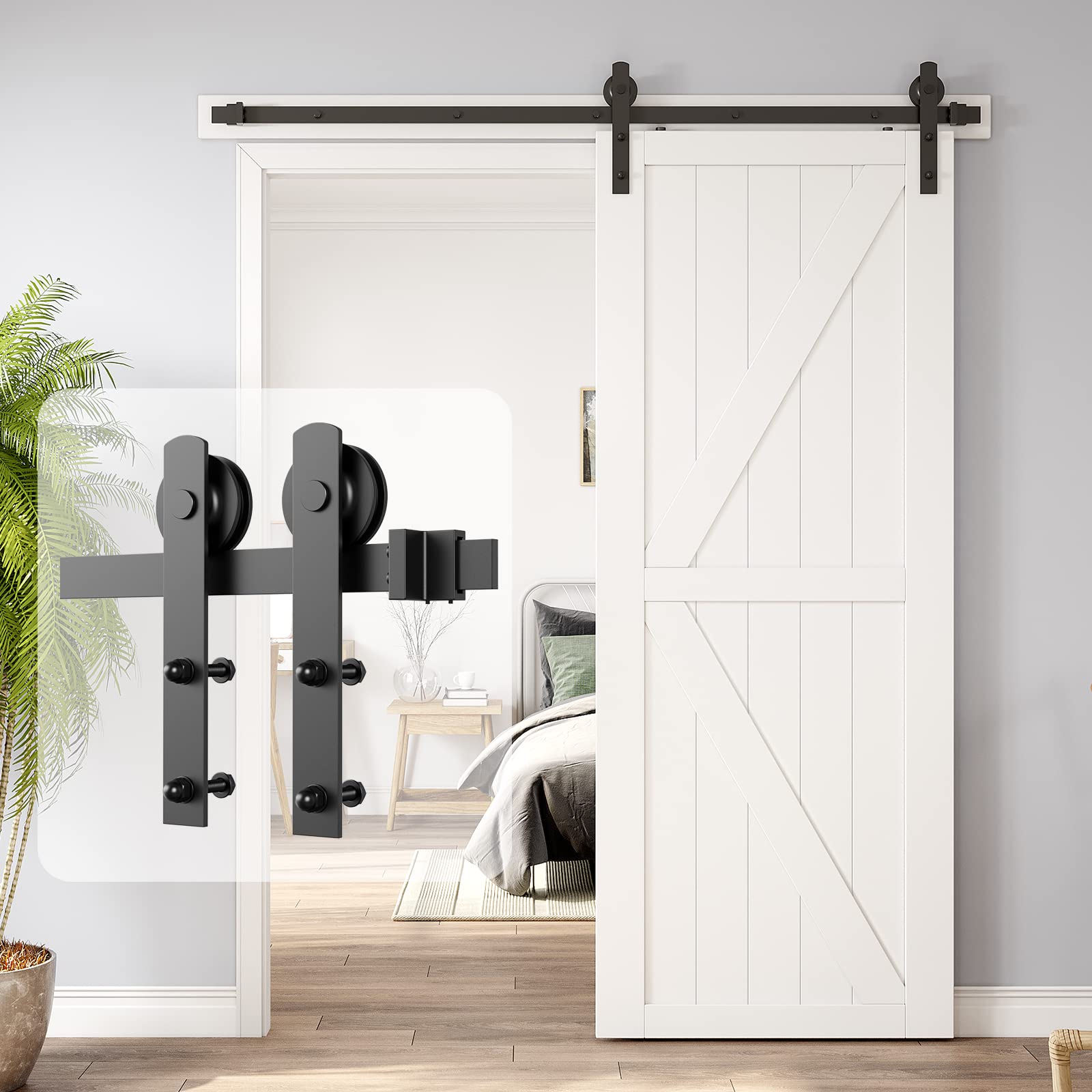 1.5m Heavy Duty Sliding Barn Single Door Hardware Kit Damper Track Rail Roller System V324-CS-BARNRAIL150