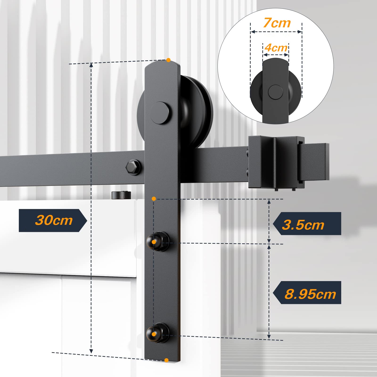1.5m Heavy Duty Sliding Barn Single Door Hardware Kit Damper Track Rail Roller System V324-CS-BARNRAIL150